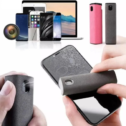 Portable 2 in 1 Phone Screen Cleaner With Spray Nozzle & Microfiber Cleaner Cloth 