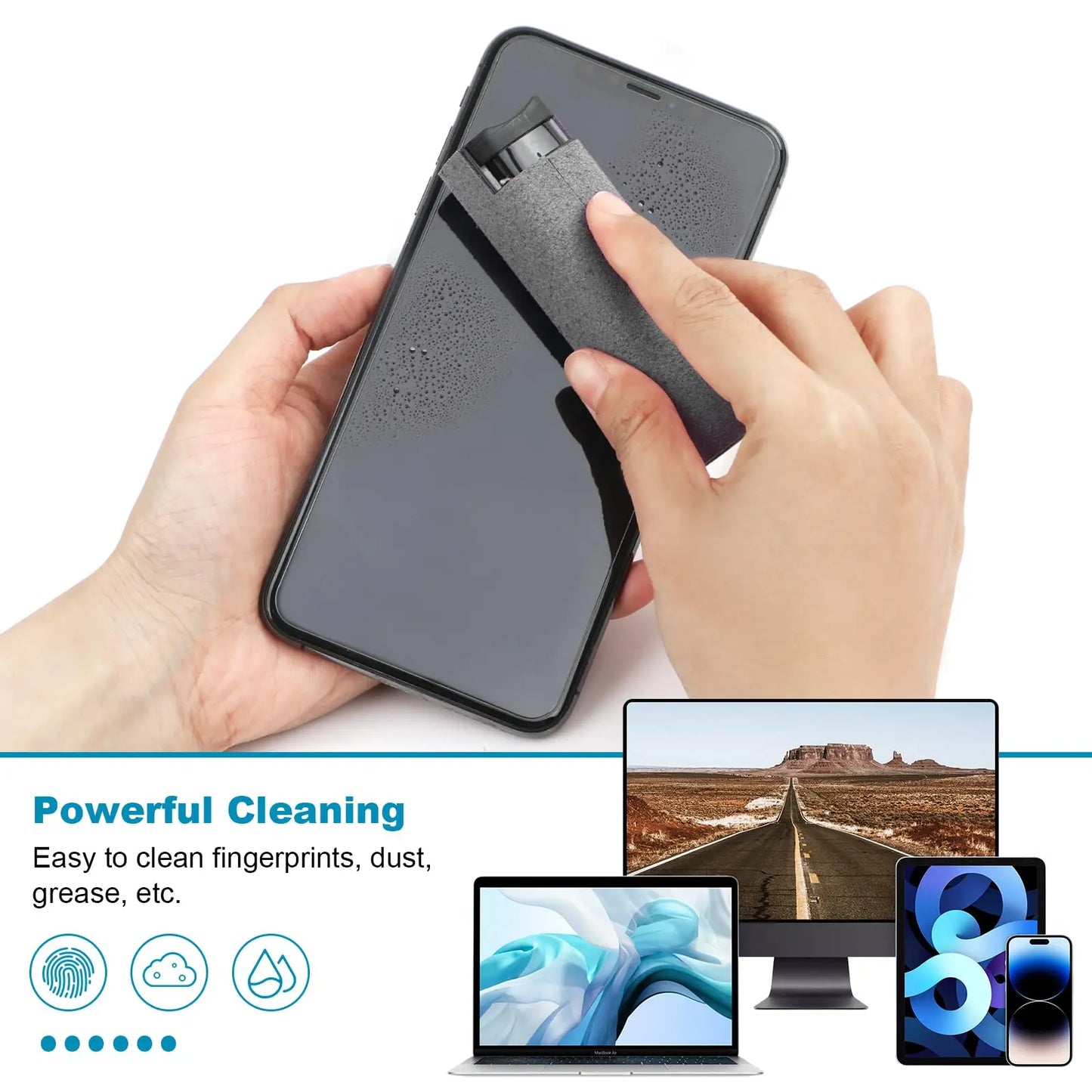 Portable 2 in 1 Phone Screen Cleaner With Spray Nozzle & Microfiber Cleaner Cloth 